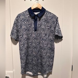 BYLT Men’s Polo Shirt. Size is large. Color is Blue Waves.